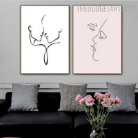 Osculation Abstract Minimalist Scandinavian Artwork Pic Canvas Print for Room Wall Getup