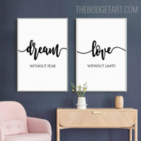 Dream Without Fear Typography Quotes Modern Painting Picture Canvas Print for Room Wall Drape