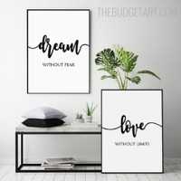 Dream Without Fear Typography Quotes Modern Painting Picture Canvas Print for Room Wall Finery