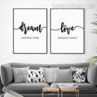 Dream Without Fear Typography Quotes Modern Painting Picture Canvas Print for Room Wall Molding