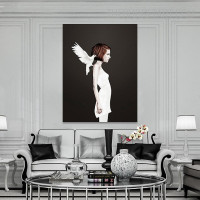 White Dress Girl Abstract Figure Modern Painting Picture Canvas Print for Room Wall Illumination