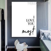 Love You Most Typography Quotes Modern Painting Image Canvas Print for Room Wall Décor