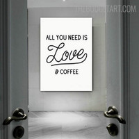 Love & Coffee Typography Quotes Contemporary Painting Image Canvas Print for Room Wall Garnish