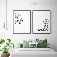 Me Safe Typography Quotes Contemporary Painting Pic Canvas Print for Room Wall Finery