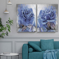 Roseate Leaf Abstract Floral Vintage Painting Image Canvas Print for Room Wall Molding