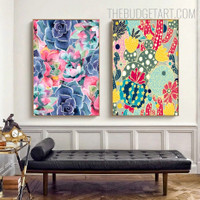 Cactus Flowers Floral Modern Painting Picture Canvas Print for Room Wall Décor