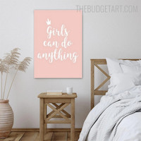 Girls Can Do Typography Quotes Modern Painting Image Canvas Print for Room Wall Adornment
