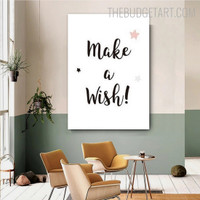 Wish Typography Quotes Modern Painting Image Canvas Print for Room Wall Equipment