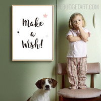 Wish Typography Quotes Modern Painting Image Canvas Print for Room Wall Ornament