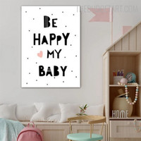 Be Happy Typography Quotes Modern Painting Picture Canvas Print for Room Wall Flourish