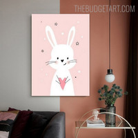 Rabbit Heart Kids Art Modern Painting Image Canvas Print for Room Wall Decor