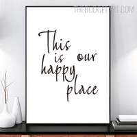 Our Happy Typography Quotes Contemporary Painting Picture Canvas Print for Room Wall Finery