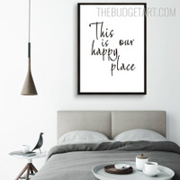 Our Happy Typography Quotes Contemporary Painting Image Canvas Print for Room Wall Molding