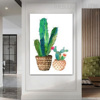 Cactus Sapling Watercolor Modern Painting Picture Canvas Print for Room Wall Adornment