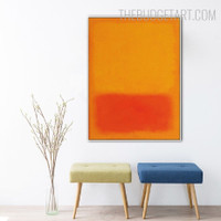 Tangerine Daub Abstract Vintage Painting Picture Canvas Print for Room Wall Décor