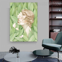 Flowers Leaves Floral Contemporary Painting Picture Canvas Print for Room Wall Molding