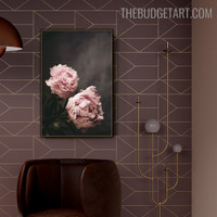 Two Peonies Floral Modern Portrayal Photo Canvas Print for Room Wall Onlay