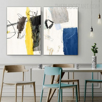 Wiggly Streaks Abstract Watercolor Contemporary Painting Picture Canvas Print for Room Wall Flourish