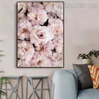 Pink Blooms Floral Modern Painting Photo Canvas Print for Room Wall Outfit