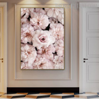 Pink Blooms Floral Modern Painting Photo Canvas Print for Room Wall Ornament