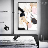 Fleck With Meandering Lines Abstract Modern Painting Picture Canvas Print for Room Wall Trimming