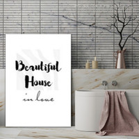 Beautiful House Typography Quotes Contemporary Painting Picture Canvas Print for Room Wall Garnish