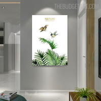 Birds With Leaves Nordic Naturescape Contemporary Painting Picture Canvas Print for Room Wall Drape