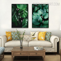 Convoluted Foliage Tropical Nordic Floral Contemporary Painting Picture Canvas Print for Room Wall Disposition
