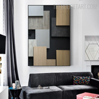 Squares Geometric Modern Painting Picture Canvas Print for Room Wall Flourish