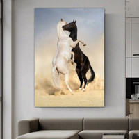 Hug Horse Animal Modern Painting Picture Canvas Print for Room Wall Ornament