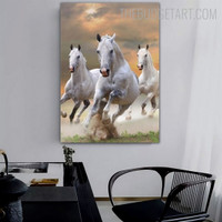 Trot Horse Animal Modern Painting Picture Canvas Print for Room Wall Drape