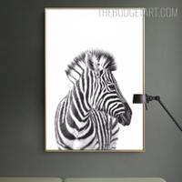 Black And White Zebra Animal Contemporary Painting Picture Canvas Print for Room Wall Trimming