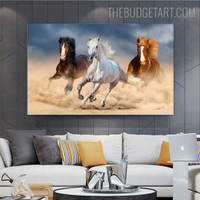 Running Horses Animal Modern Painting Picture Canvas Print for Room Wall Finery