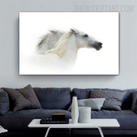 White Horses Animal Modern Painting Picture Canvas Print for Room Wall Flourish