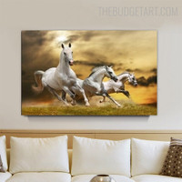 Pasturage Running Horse Animal Modern Painting Picture Canvas Print for Room Wall Equipment