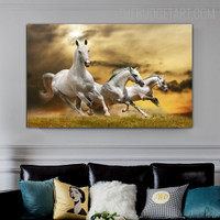 Pasturage Running Horse Animal Modern Painting Picture Canvas Print for Room Wall Decoration