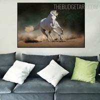 Energetic Running Horse Animal Contemporary Painting Picture Canvas Print for Room Wall Equipment