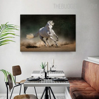 Energetic Running Horse Animal Contemporary Painting Picture Canvas Print for Room Wall Flourish