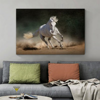 Energetic Running Horse Animal Contemporary Painting Picture Canvas Print for Room Wall Garniture