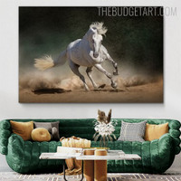 Energetic Running Horse Animal Contemporary Painting Picture Canvas Print for Room Wall Getup