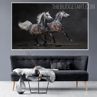 Race Horses Animal Contemporary Painting Picture Canvas Print for Room Wall Tracery