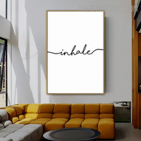 Inhale Typography Minimalist Modern Portrayal Photograph Canvas Print for Room Wall Outfit
