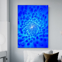Indigo Chrysanthemum Flower Floral Contemporary Painting Picture Canvas Print for Room Wall Embellishment