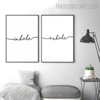 Exhale Inhale Typography Minimalist Modern Portrayal Image Canvas Print for Room Wall Tracery