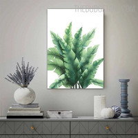 Tropical Leafed Nordic Floral Contemporary Painting Picture Canvas Print for Room Wall Embellishment