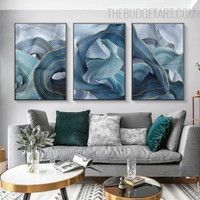 Convoluted Streaked Abstract Modern Painting Picture Canvas Print for Room Wall Molding