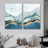 Blue Mount Abstract Naturescape Contemporary Painting Picture Canvas Print for Room Wall Decoration