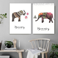 Flower Elephant Abstract Animal Floral Contemporary Painting Picture Canvas Print for Room Wall Onlay