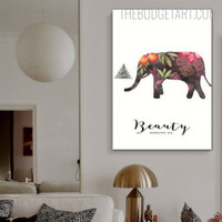 Multicolored Elephant Abstract Animal Floral Contemporary Painting Picture Canvas Print for Room Wall Trimming