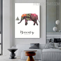 Multicolored Elephant Abstract Animal Floral Painting Picture Canvas Print for Room Wall Tracery